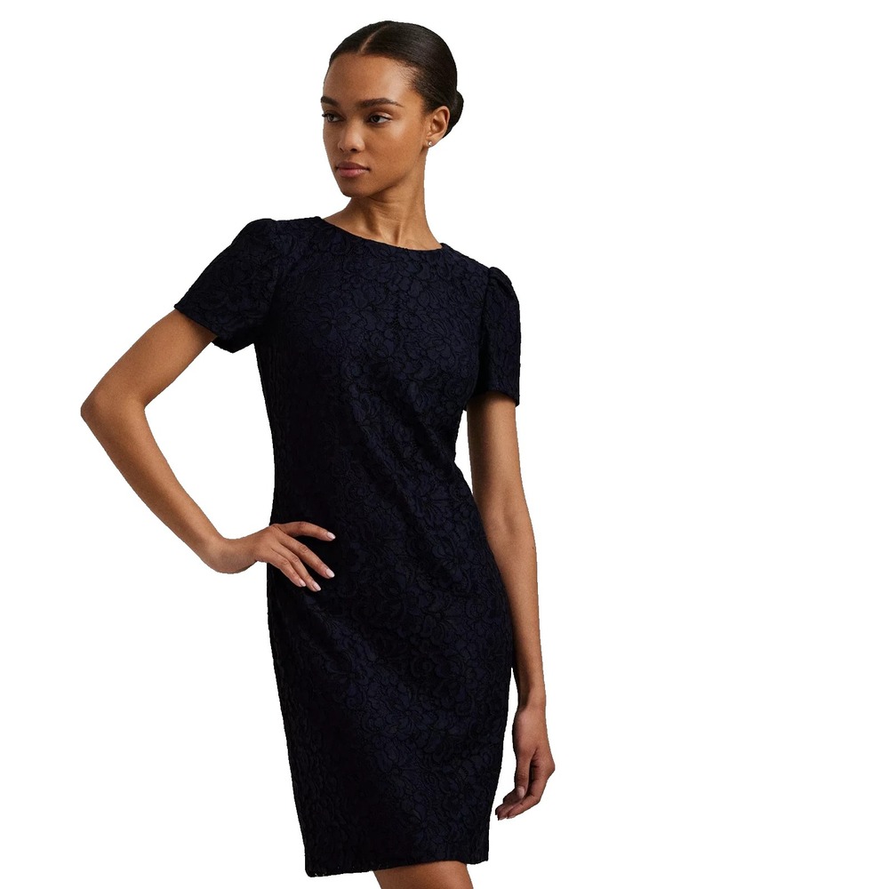 Lauren Ralph Lauren Navy Blue Floral Lace Sheath Dress NWT Size 8
